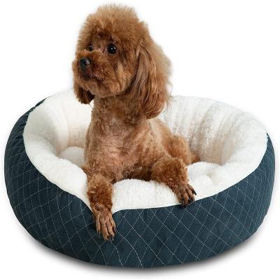 China Wholesale Breathable Round Dog Bed Luxury Waterproof Memory Foam Cute Soft Plush Faux Fur Dog Pet Bed for sale