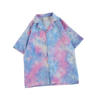 China Manufacturer Custom Anti-pilling Embroidery Printing Resort Beach Wear Men's Tie Dye Casual Shirts for sale