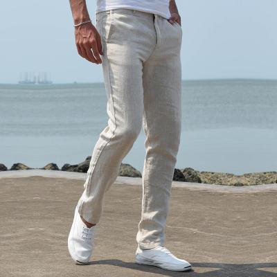 China High Quality Anti-wrinkle Men's Casual Canvas Pants Solid Men's Long Pants Slim Cotton Straight Canvas Trousers for sale