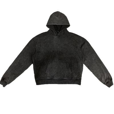 China Anti-wrinkle vintage wash black hoodie wholesale custom men's hoodie 100% cotton oversized hoodie for sale