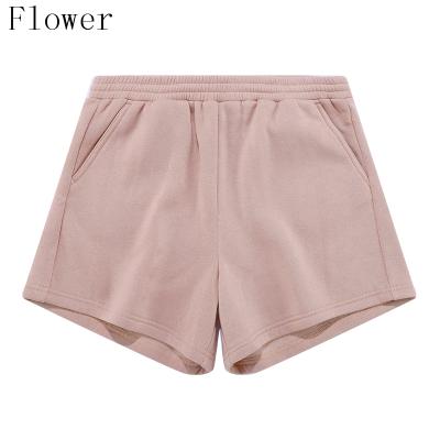 China new fashion wholesaler Anti-wrinkle high quality leisure sports elastic waist plain dyed women casual short pants shorts for sale