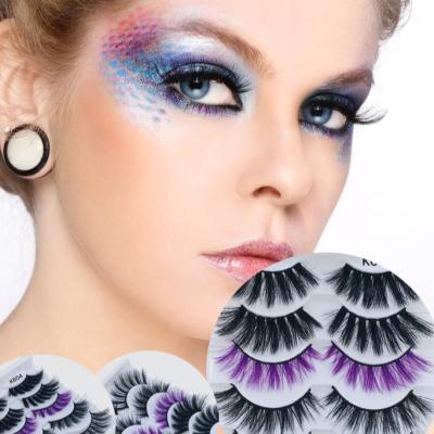 China Special Design Colorful Luxury False Mink Eyelashes 5 Pairs 3D False Eyelashes for sale