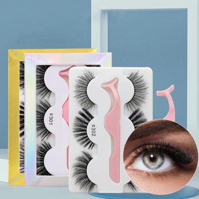 China Various Supplier Customized Good Quality Animal Hair False Eyelashes 3 Pair 3D False Eyelashes for sale