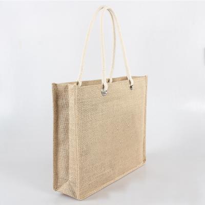 China 100% Eco-Friendly Waterproof Surface Burlap Tote Bag Jute Reusable Shopping Bags Wholesale Eco-Friendly for sale