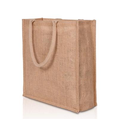 China Logo Jute Tote Shopping Bag Custom Printing Fashionable Eco Friendly Good Quality Promotional Handled for sale