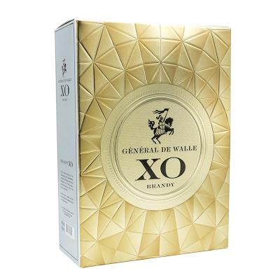 China High Quality Recycled Materials Wine Cardboard Packing Box Shiny Gold Gift Box With Designed Logo for sale