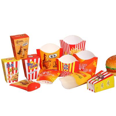 China Recyclable Cardboard Paper Food Packaging Box French Fries Custom Fried Chicken Nuggets Take Away Food Boxes for sale