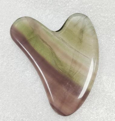 China Whitening new design fluorite jade guasha board color fluorite gua sha stone massage beauty tool for sale