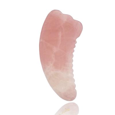 China Whitening Big Size New Design Rose Quartz Gua Sha Stone Big Size Body Guasha Tool With Toothed For Body for sale