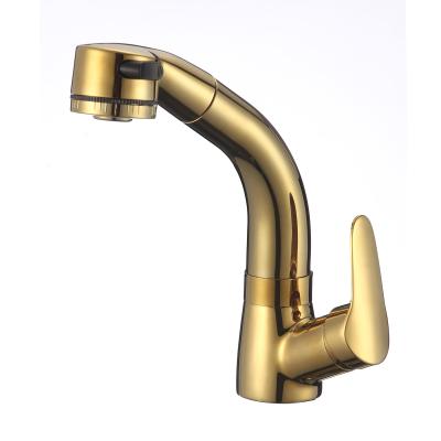 China Thermostatic Faucets Tidjune Grifos De Cocina Single Handle Gold Pull Out Kitchen Faucet, Single Level Kitchen Sink Faucets for sale