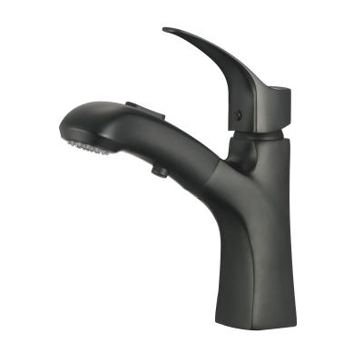 China Tidjune Faucets Metered Matte Black Bifunctional Single Hole Bathroom Faucet Single Handle Pull Out Bathroom Basin Faucet for sale