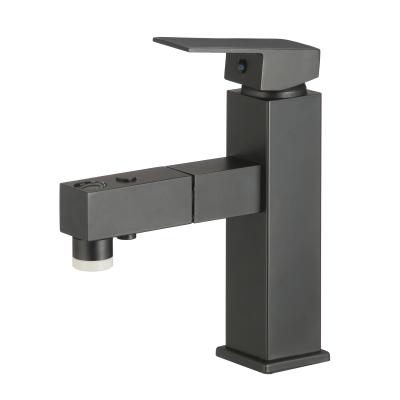 China Matte Black Bathroom Basin Faucet Single Spout Mouthwash Water Mixers Tidjune Faucets Single Hole Handle Basin Faucet for sale