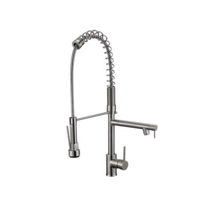 China Thermostatic Faucets cUPC Brushed Nickel Kitchen Faucet With Pull Down Sprayer Handle Lever Spring Commercial Single Kitchen Sink Faucet for sale