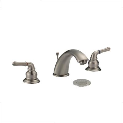 China 8 Inch Bathroom Sink Faucet Two Handles 3 Piece 2 Metered Widespread Chrome Handles High-Arc Basin Faucet With Full-Copper Pop-Up Drain for sale