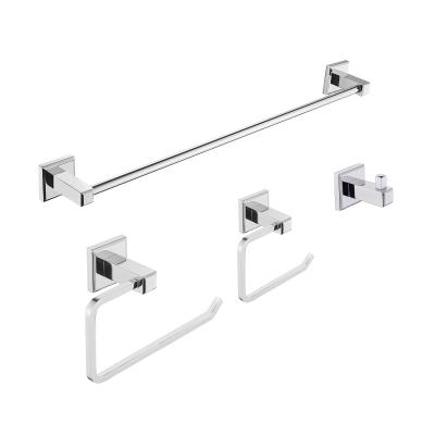 China 4 Piece Chrome Sustainable Luxury Bathroom Sanitary Hardware Hotel Bathroom Accessories Wall Mounted Set for sale