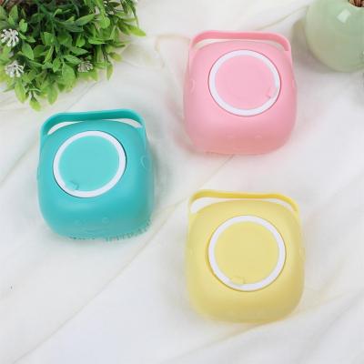 China EXFOLIATE Hot Selling 2 in 1 TPR Shampoo Dispenser Massage Brush Pet Grooming Brush Silicone Body Shower Brush for sale