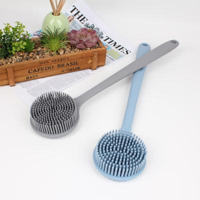 China Long Handle Silicone Bath Massager Brush High Quality Bath Scrubbers Back Pour Silicone Massager Bath Brush For Body for sale