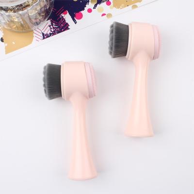 China New High Quality Double Sided Face Brush Soft Hair Cleaning Silicone Sweep Deep Clean Pore Makeup Remover Tool for sale