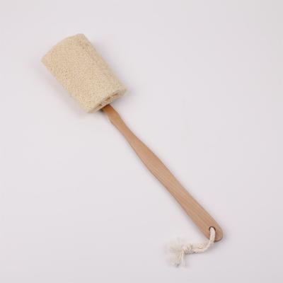 China All Natural Biodegradable Natural Loofah Sponge Scrubber Sweep Eco-Friendly Massage Loofah Brush With Long Handle for sale