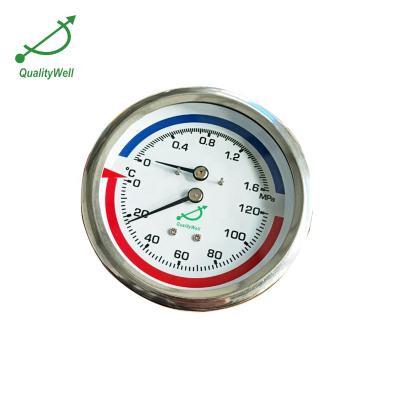 China 3 Inch 0-120C&0-1.6Mpa 84mm Steam Boiler Pressure Gauge for sale