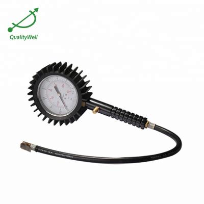 China Black steel case with a rubber protector connecting tire lower tire pressure gauge for sale