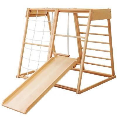 China Eco-friendly Indoor Wooden Gyms Jungle Toddler Swing Baby Swing Foldable Rising Triangle Play Gyms for sale