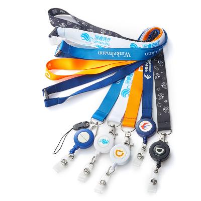 China Promotional Gift Sublimation Printed Eco-friendly Breakaway Polyester Keychain Nylon Lanyard Satin Neck Woven Lanyards With ID Card Badge Holder for sale