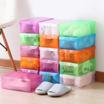 China Sustainable Shoe Storage Box, Clear Plastic Stackable Shoe Organizer for Closet, Space Saving Collapsible Shoe Containers Bins Racks for sale