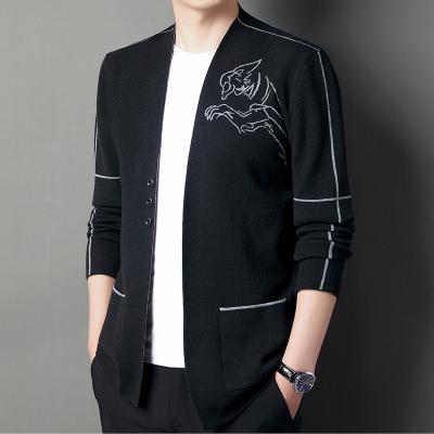 China Anti-wrinkle New Design Viscose 55.7 Polyester 32.5 Polyamide 11.8 Knit Coat Winter Knitted Cardigan Sweater Men for sale