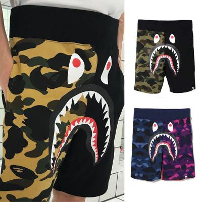 China Double Head Color Shark Anti Wrinkle Hot Sale Quilting Men's Sweat Shorts Cotton For Bape With Asian Size for sale