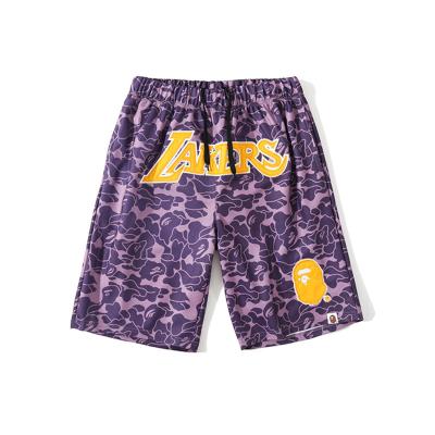 China High Quality Famous Team Animal Head Print Purple Anti-wrinkle Team Baseball Shorts BAPE Breathable Sweatpants for sale