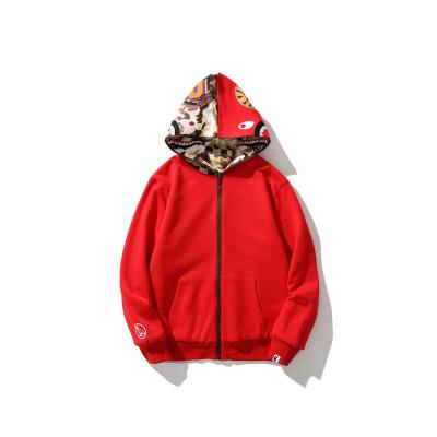 China 2022 Viable New Factory Price Fashion BAPE Shark Leader Camouflage Double Sided Splicing Jacket For Men And Women Asian Size Red Color for sale