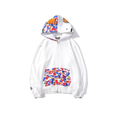 China 2020 Bape Camouflage Anti Shrink Shark Printed Man Kangaroo Pocket Hoodie Zipper Pocket Hoodie For Women for sale