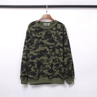 China Wholesale Price BAPE High Quality Anti-Shrink Front Embroidery Cotton Wool Circle Classic Animal Head Camouflage Crewneck Sweatshirt With Asian Size for sale