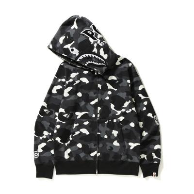 China Bape Anti-Shrink Shark 2020 New Arrival Glow-in-the-Dark Sweatshirt Embroidered Monogram Zipper Hoodies With Asian Size for sale