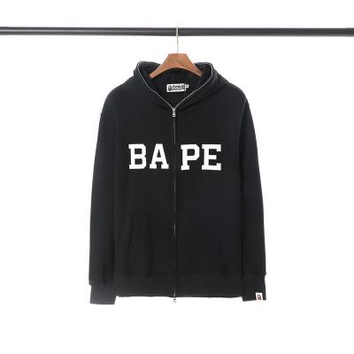 China 2021 New Fashion Wear BAPE Anti-Shrink Letter Printed Camouflage Back Monkey Main Logo Fleece Zipper Hoodies Coat Asian Size for sale