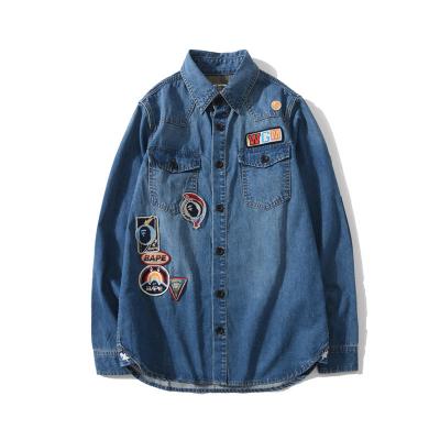 China 2019 Anti-Wrinkle Wholesale Price Bape Cheap Long Sleeve Shirts Jean Shirts Mens Long Sleeve Long Sleeve Shirts for sale