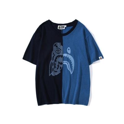 China 2020 Hot Sale Anti-Shrink BAPE Men's Monkey Printing Tiger And Shark Head Double Color T--Shirt With Asian Size for sale