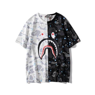 China Camouflage Anti-Shrink Sky Fashion Good Quality Shark T-shirt Bape Luminous Splicing Apparel For Sale Bape Sky Luminous Tees Tees for sale