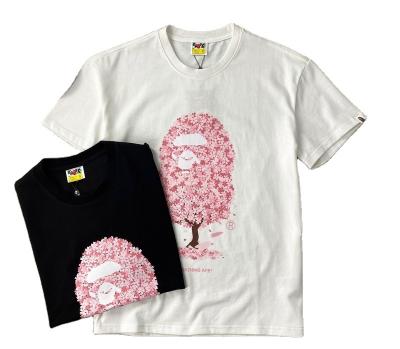 China 2020 New Arrival BAPE Cherry Blossom Printing Pairs Anti-Shrink T-shirt With Short Sleeves With Asian Size for sale