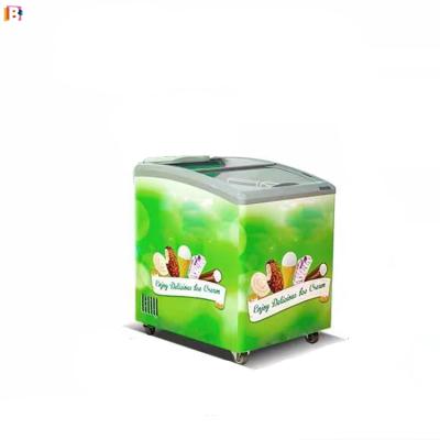 China Single-Temperature Tempered Glass Door Ice Cream Display Showcase Supermarket Freezers Horizontal Freezer for sale