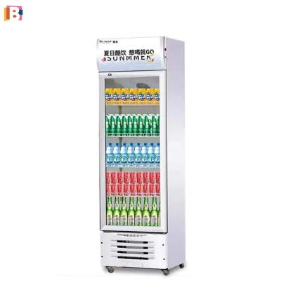 China Single-temperature Vertical Plug In Right Glass Door Energy Beverage Display Fridge Cold Freezer Fridge for sale