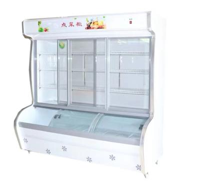 China Double-temperature Commercial Restaurant Glass Fruit Glass Door Seafood Vegetable Beverage Display Fridge for sale