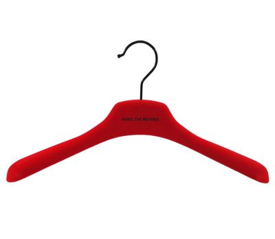 China High Quality Modern Non Slip Velvet Hanger Customized Red Assembled Hanger With Logo for sale