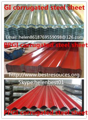 China 0.50mm*840mm*3000mm roof plate PPGI corrugated steel sheet for sale