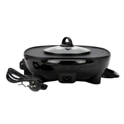 China Household Wholesale Stainless Steel Portable 2 In 1 Electric Hot Pot Mini Electric Barbecue Grill for sale