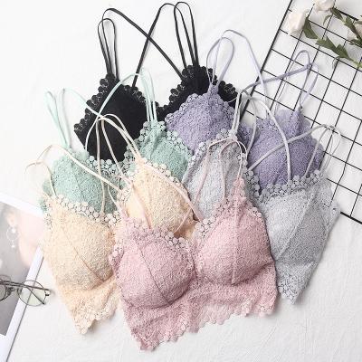 China Wholesale QUICK DRY beautiful wireless back sexy bra lace vest young girl comfort protection bra for sale