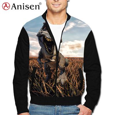 China 2021 Best Selling Custom Made 100%Polyester Dinosaur 3D Printing Sublimation Breathable Bomber Jacket for sale