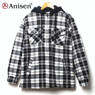 China Custom Size Plus Size Stock Anorak Warm Winter Plaids Shear Men Jacket With Hood for sale