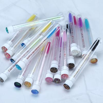 China Natural /Soft Accept Logo Customized Disposable Makeup Brush Glitter Eyelash Extension Tool Good Quality Crystal Eyelash for sale